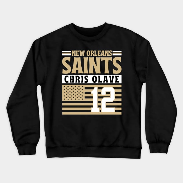 New Orleans Saints Olave 12 American Flag Football Crewneck Sweatshirt by Astronaut.co